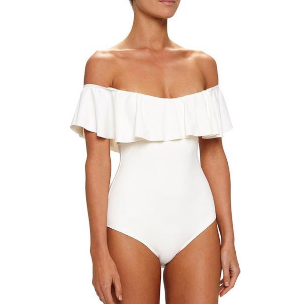 Eberjey Medium Ivory Solid Margarita One-piece Bathing Suit